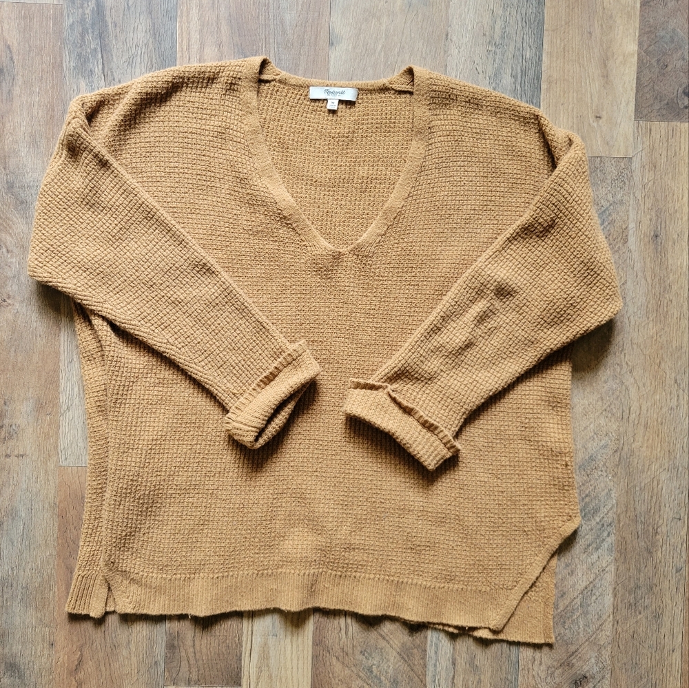 Madewell Waffle Knit Tan Sweater Size Medium - Picture 1 of 5